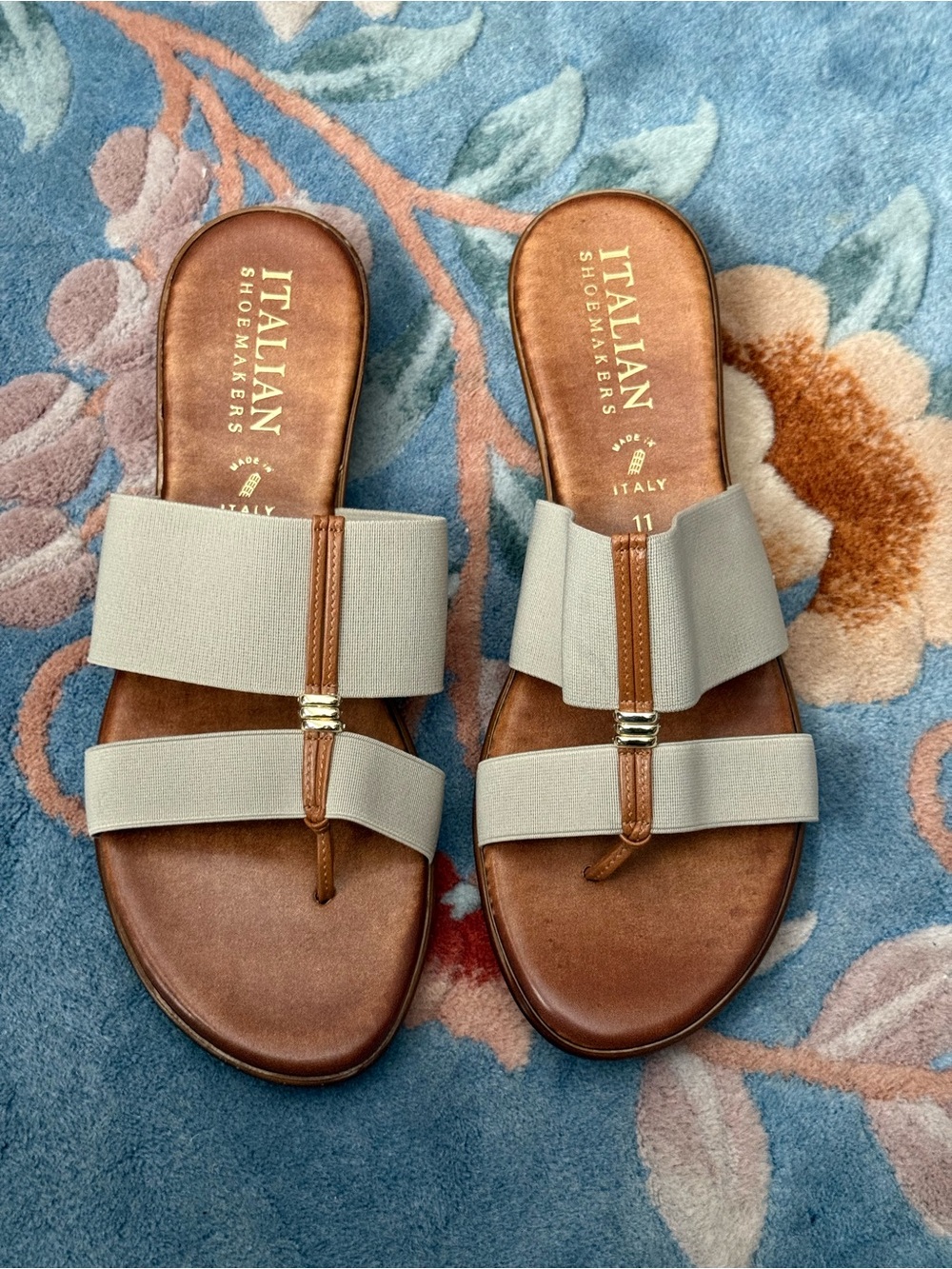 Italian Shoemakers Neutral Taupe Elastic Strap Slide Sandals